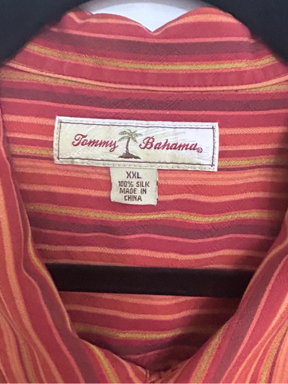 Tommy Bahama 100% Silk Red Stripe Short Sleeve Mens Shirt Sz XXL - Picture 4 of 11